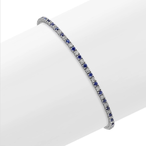 Sapphire and Diamond Tennis Bracelet - Picture 1 of 4